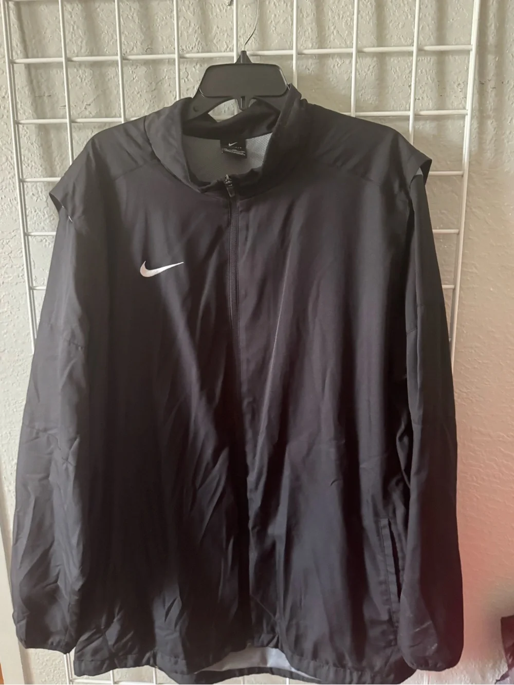 Nike Black Windbreaker Jacket with White Swoosh